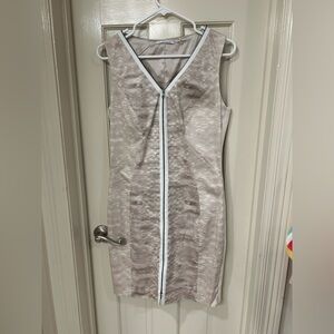T Tahari Light Beige & Cream Zip-Up Dress